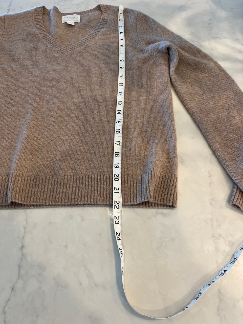 Caslon Cashmere Taupe V-Neck Sweater - Picture 7 of 7